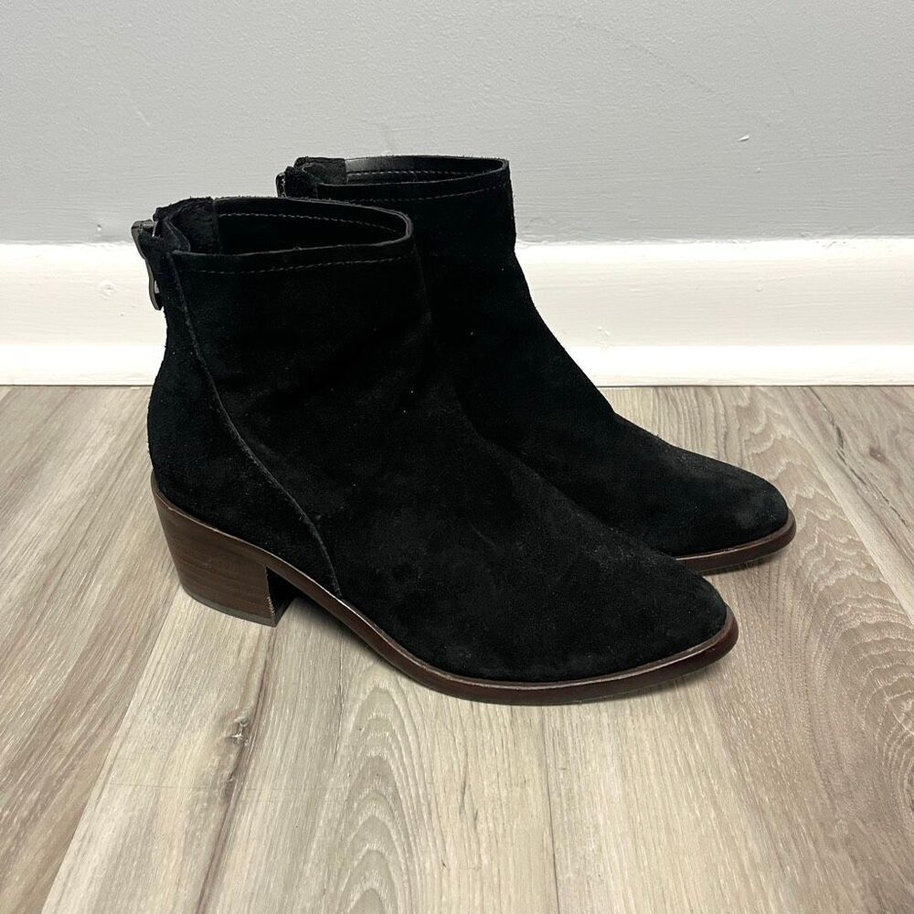 Antonio Melani Boots Women’s 5.5 Black Suede Leather Heeled‎ Ankle